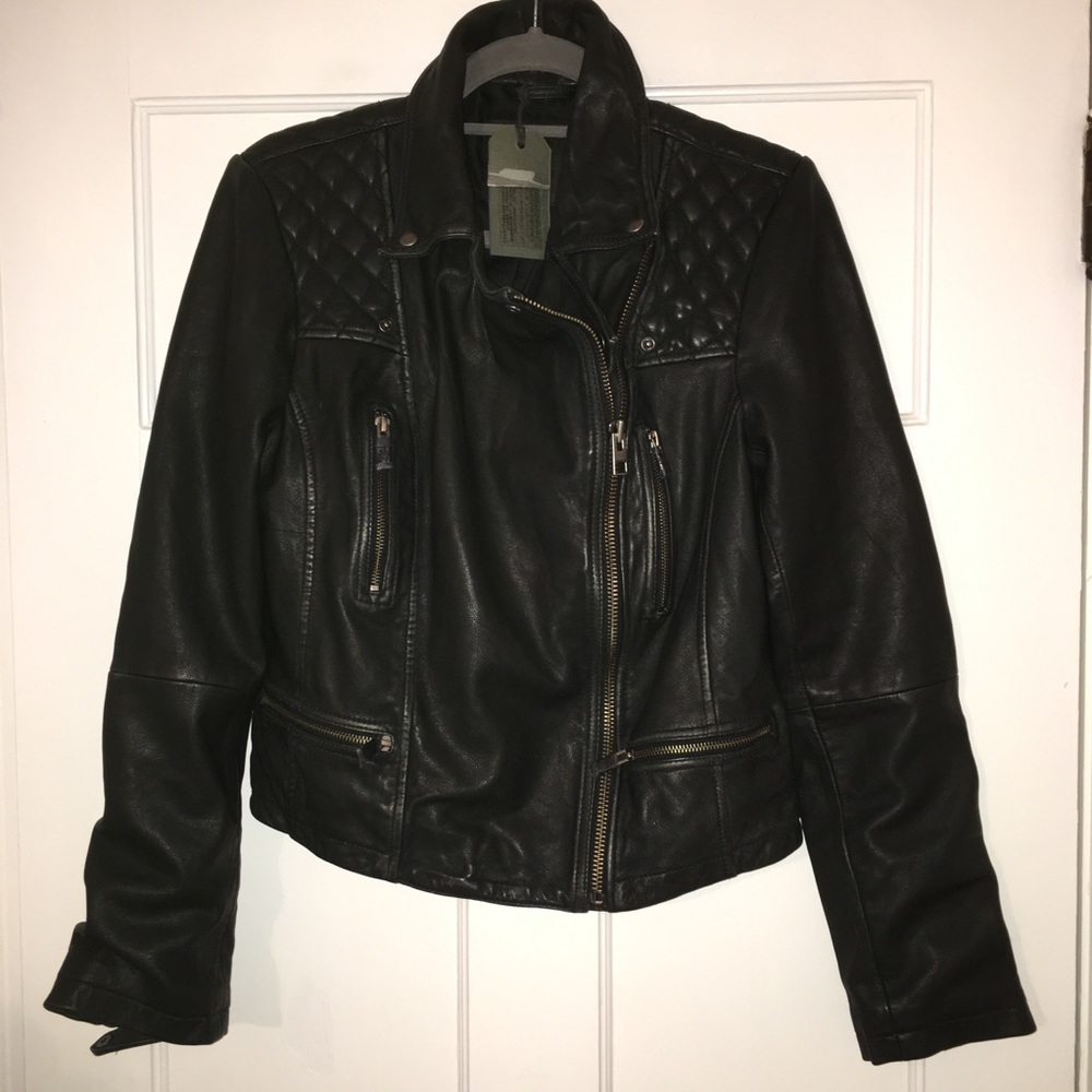 All Saints Women’s Leather Cargo Biker Jacket